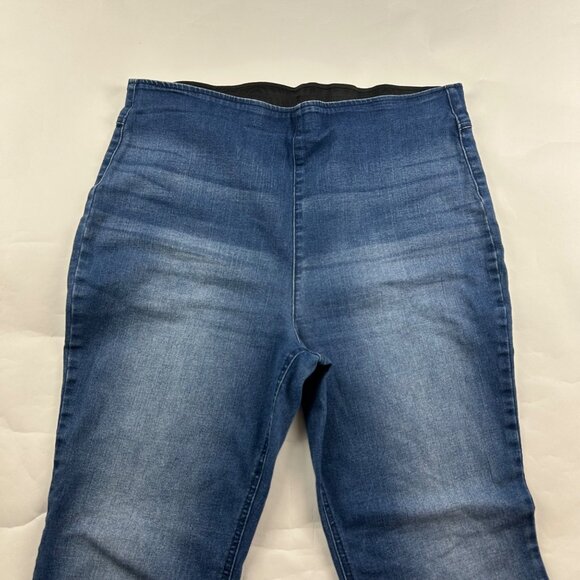 LONG Knox Rose Blue Stretch Denim High Rise Pull On Flared Jeans XL - Picture 2 of 7